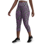 Grey & Pink Cheetah High Waisted Yoga Capri Leggings