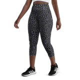 Grey Lilac Leopard Print High Waisted Yoga Capri Leggings