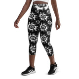 Black and White Tie Dye Yoga Capri Leggings