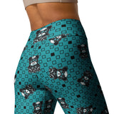 Turquoise punk teddy yogalegging over de volledige lengte