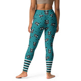 Turquoise punk teddy yogalegging over de volledige lengte