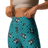 Turquoise punk teddy yogalegging over de volledige lengte