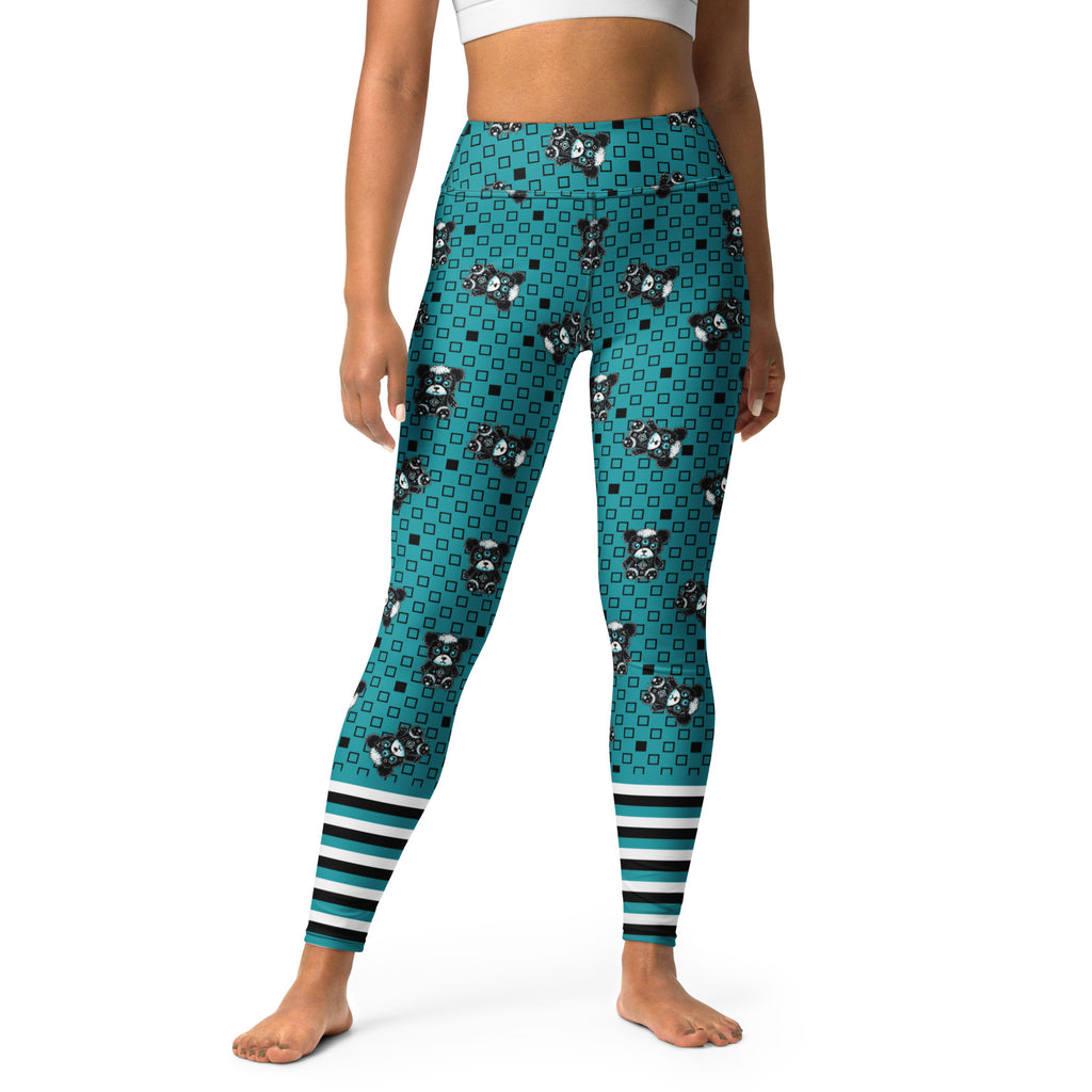 Turquoise punk teddy yogalegging over de volledige lengte