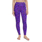 Purple and Pink Leopard Print High Waisted Full Length Yoga Leggings