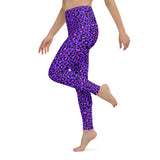 Purple and Pink Leopard Print High Waisted Full Length Yoga Leggings