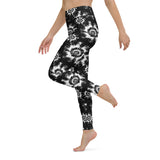 Black White Tie Dye Full Length High Waisted Squat Proof Yoga Leggings