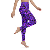 Purple and Pink Leopard Print High Waisted Full Length Yoga Leggings