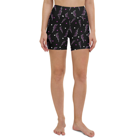 Pinke Leoparden-Blitz-Yoga-Shorts