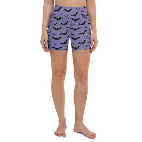 Lilac Bat High Waisted Yoga Shorts