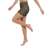 Brown Leopard High Waisted Yoga Shorts