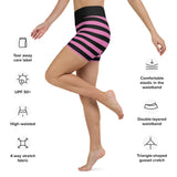 Pink & Black Striped High Waisted Yoga Shorts