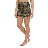 Brown Leopard High Waisted Yoga Shorts