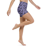 Lilac Bat High Waisted Yoga Shorts