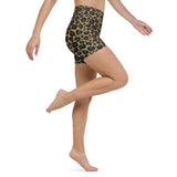 Brown Leopard High Waisted Yoga Shorts