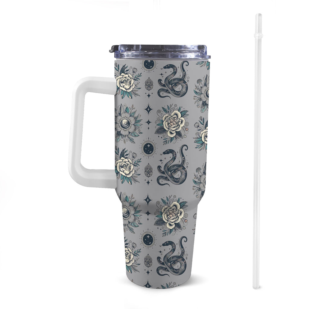 Goth Floral Snake Large 40oz Tumbler Mug with Handle