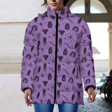 Purple Insect Print Ladies Puffer Coat