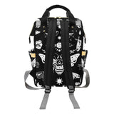 Black Witchy Skulls Celestial Goth Moth Diaper Backpack Mommy Bag Travel Changing Nappy