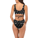 Black Doodle Tattoo Crossover Bikini Swimsuit