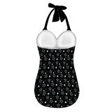 Black & White Star Women's Halterneck One-Piece Swimsuit