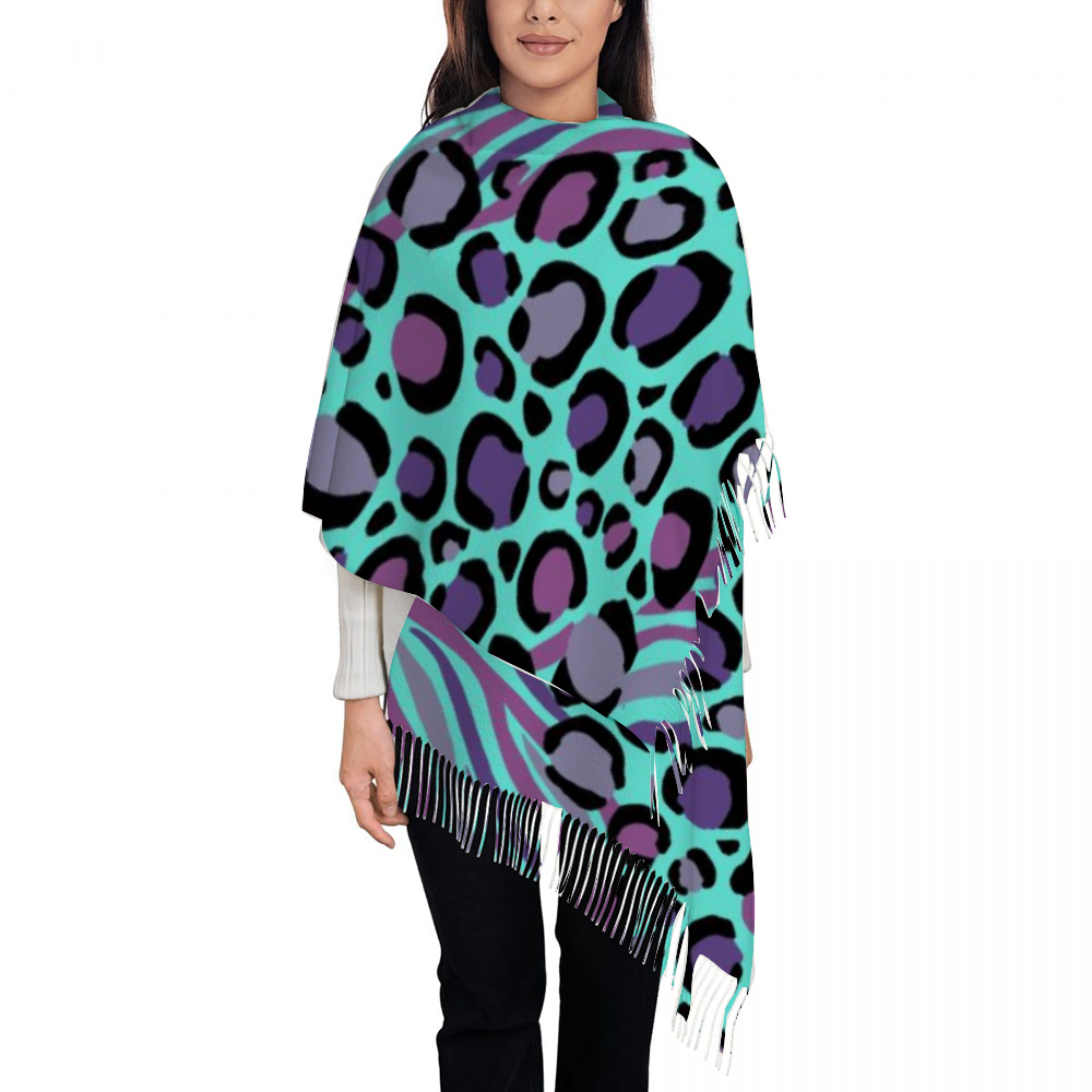 Zebra &amp; Leopard Mix Up Fleece dames wintersjaal/sjaal