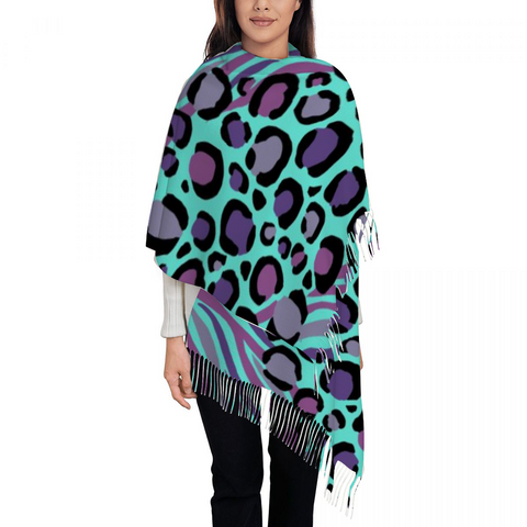 Zebra &amp; Leopard Mix Up Fleece dames wintersjaal/sjaal
