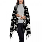 Warm Winter Scarf Celestial Witchy Goth Moth Tassled Scarf Shawl