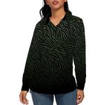 Unisex Green Zebra Print Long Sleeved Shirt