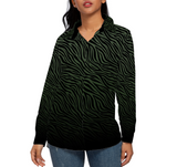 Unisex groen shirt met zebraprint en lange mouwen 