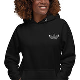 Death Moth Embroidered Black Unisex Hoodie