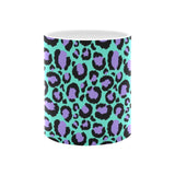 unique mug with aqua and purple leopard print mug