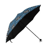 Sugar Skull Kitty Blue Stripes Umbrella