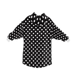 Black & White Polka Dot Print Blanket Hoodie Adults & Kids Sizes