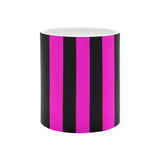 pink and black striped coffee mugs