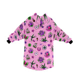 Roze retro tattoo print deken hoodie volwassenen en kindermaten