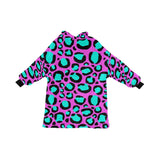 Pink Turquoise Animal Print Blanket Hoodie Adults & Kids Sizes