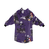 Dark Purple Nightmare Before Christmas Print Blanket Hoodie Adults & Kids Sizes