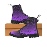 Black & Purple Ombre Bat Print Ladies Lace Up Boots