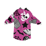 Roze Spooky Halloween Print Deken Hoodie Volwassenen &amp; Kindermaten