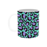 aqua & lilac leopard print mug with white handle side shot