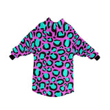 Pink Turquoise Animal Print Blanket Hoodie Adults & Kids Sizes