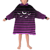 Black & Pink Striped Ombre Bat Blanket Hoodie Adults & Kids Sizes