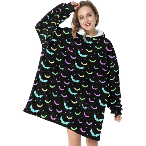 Pastel Bat Print Blanket Hoodie Adults & Kids Sizes