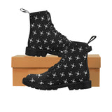 Black & White Skull & Striped Print Ladies Boots