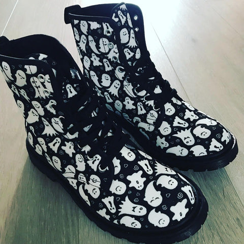 Spooky Cute Ghost Print Ladies Boots