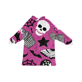 Roze Spooky Halloween Print Deken Hoodie Volwassenen &amp; Kindermaten