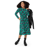 Sheree Sugar Skulls All-over Long Sleeve Midi Dress