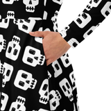 Block Skull Ladies Long Sleeve Midi Dress with Pockets
