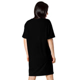 Schwarzes T-Shirt-Kleid „Wir sehen uns in der Hölle“ für Damen