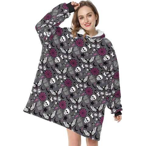 Spooky Halloween Print Blanket Hoodie Adults & Kids Sizes