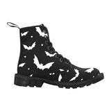 Black & White Bat Print Ladies Lace Up Canvas Boots